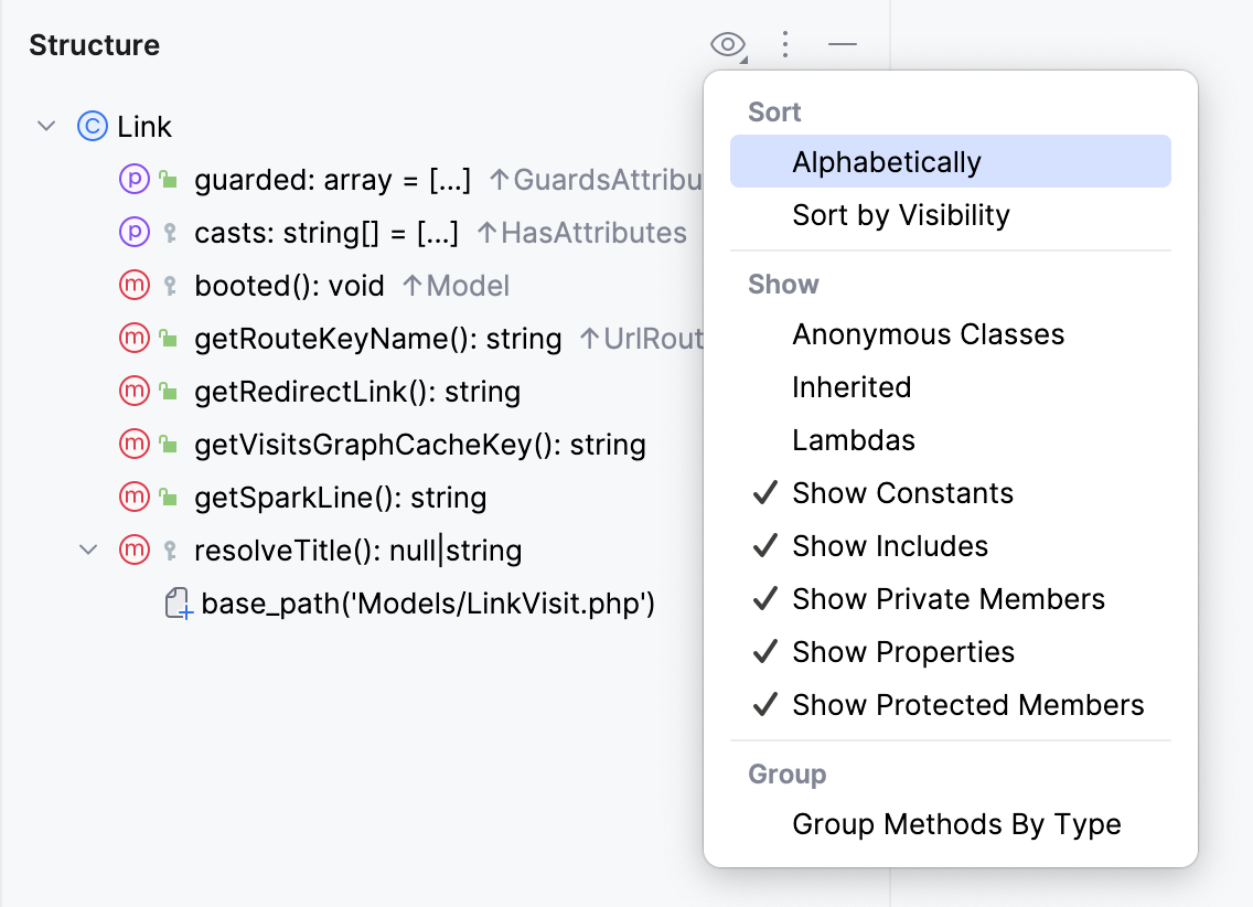 Structure tool window