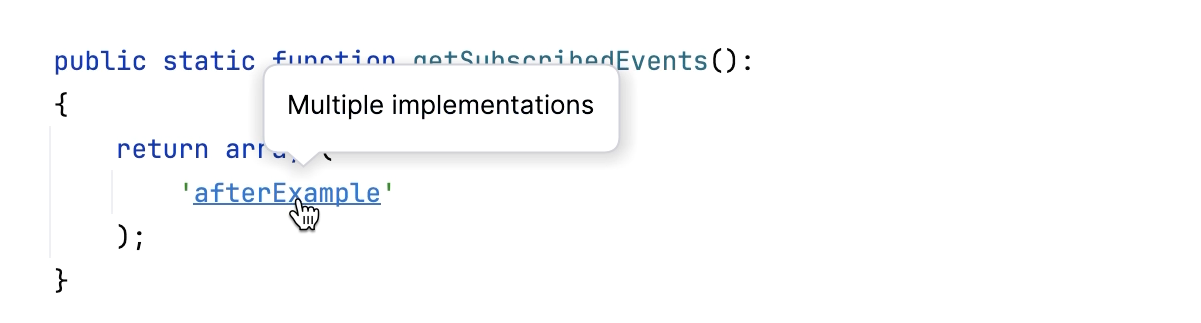 Navigating to Symfony event declaration