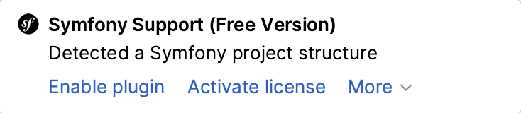 Symfony Support plugin notification