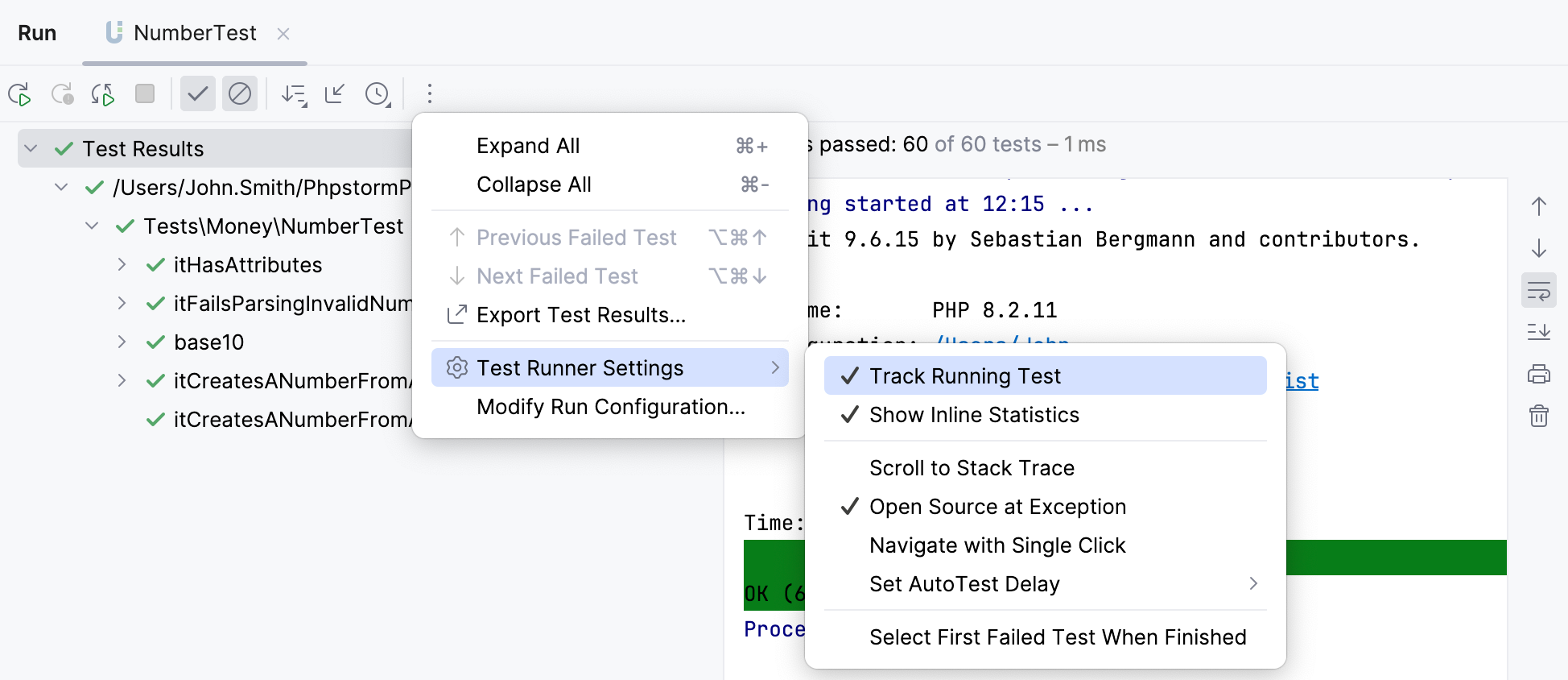 Track test execution