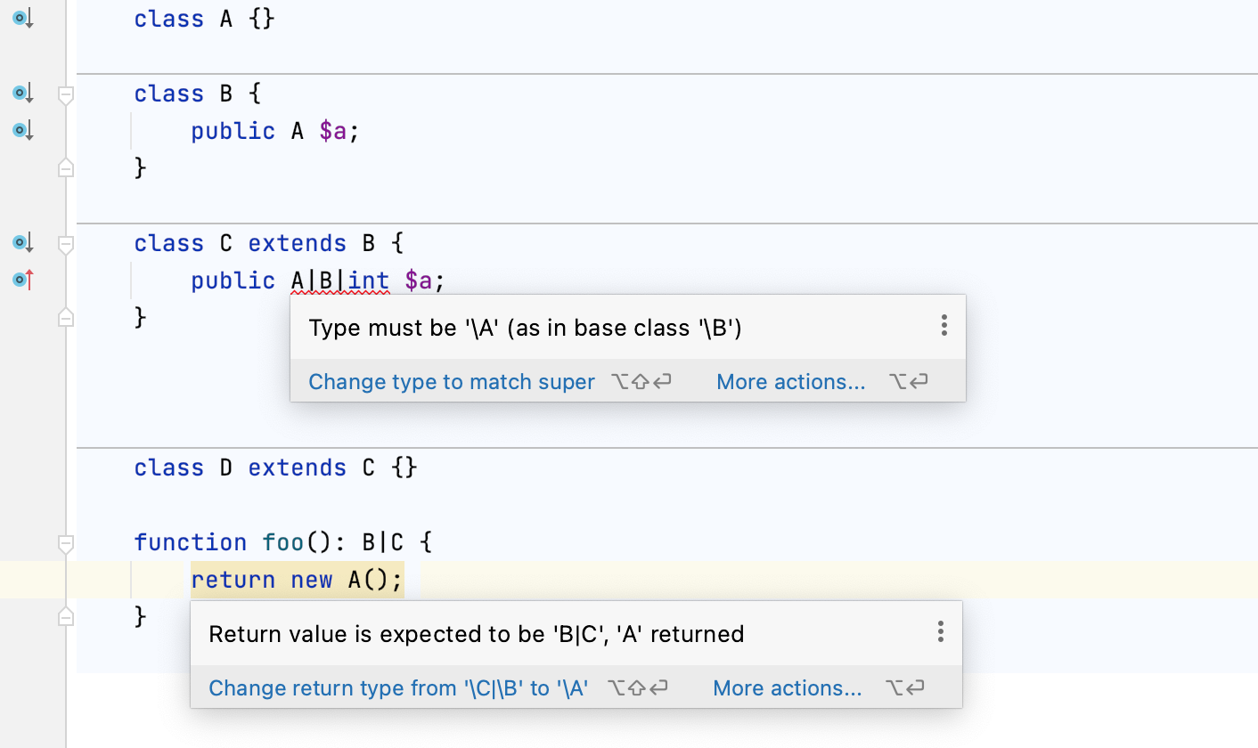 Type checks in union type declaration