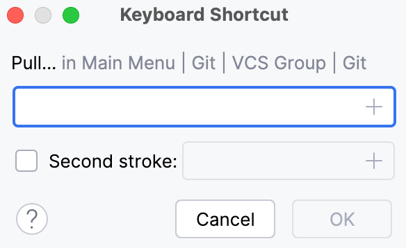 the Keyboard shortcut dialog