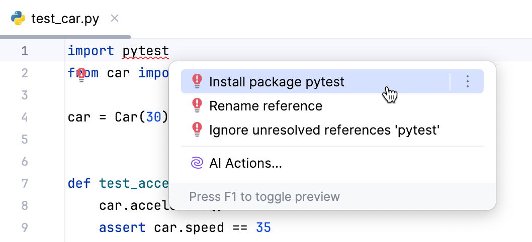 Adding a missing library via quick-fix