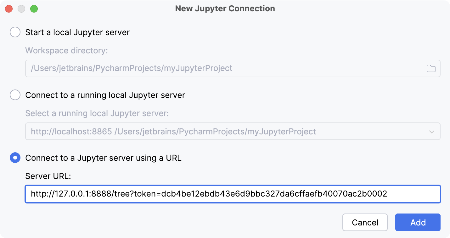 Add a remote connection to a Jupyter server