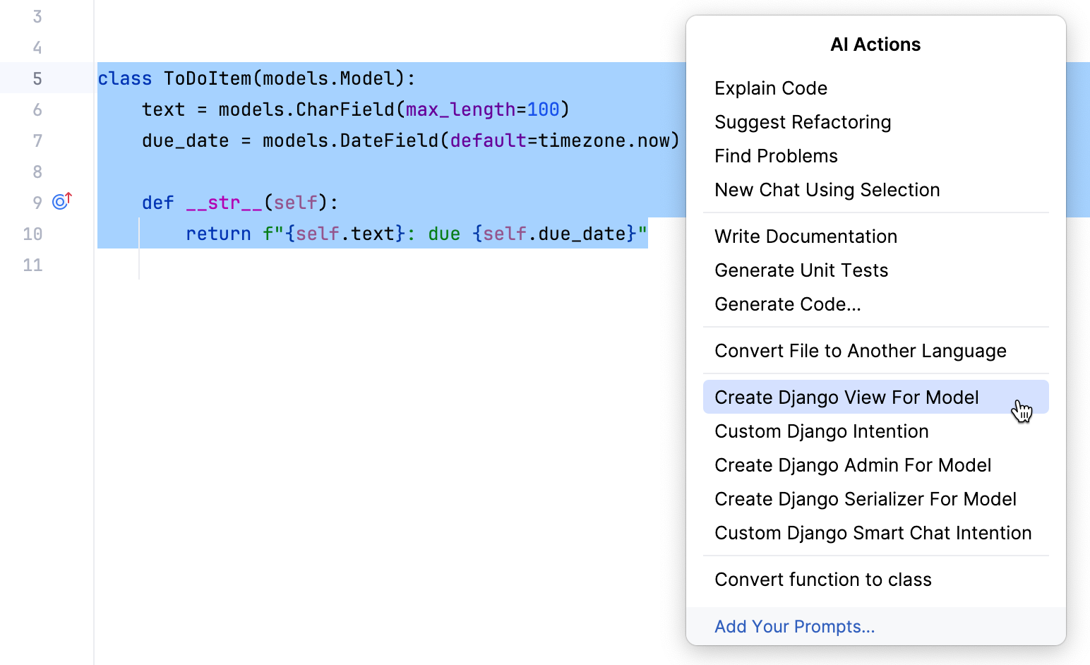 Choosing the Django intention