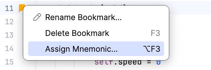 Assigning mnemonic to anonymous bookmark