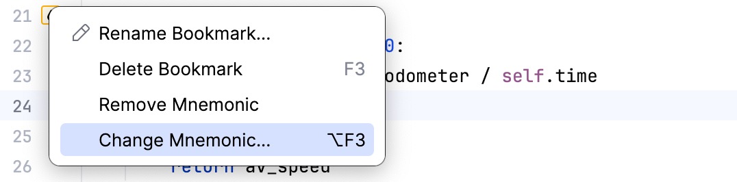 Changing a mnemonic identifier for a bookmark