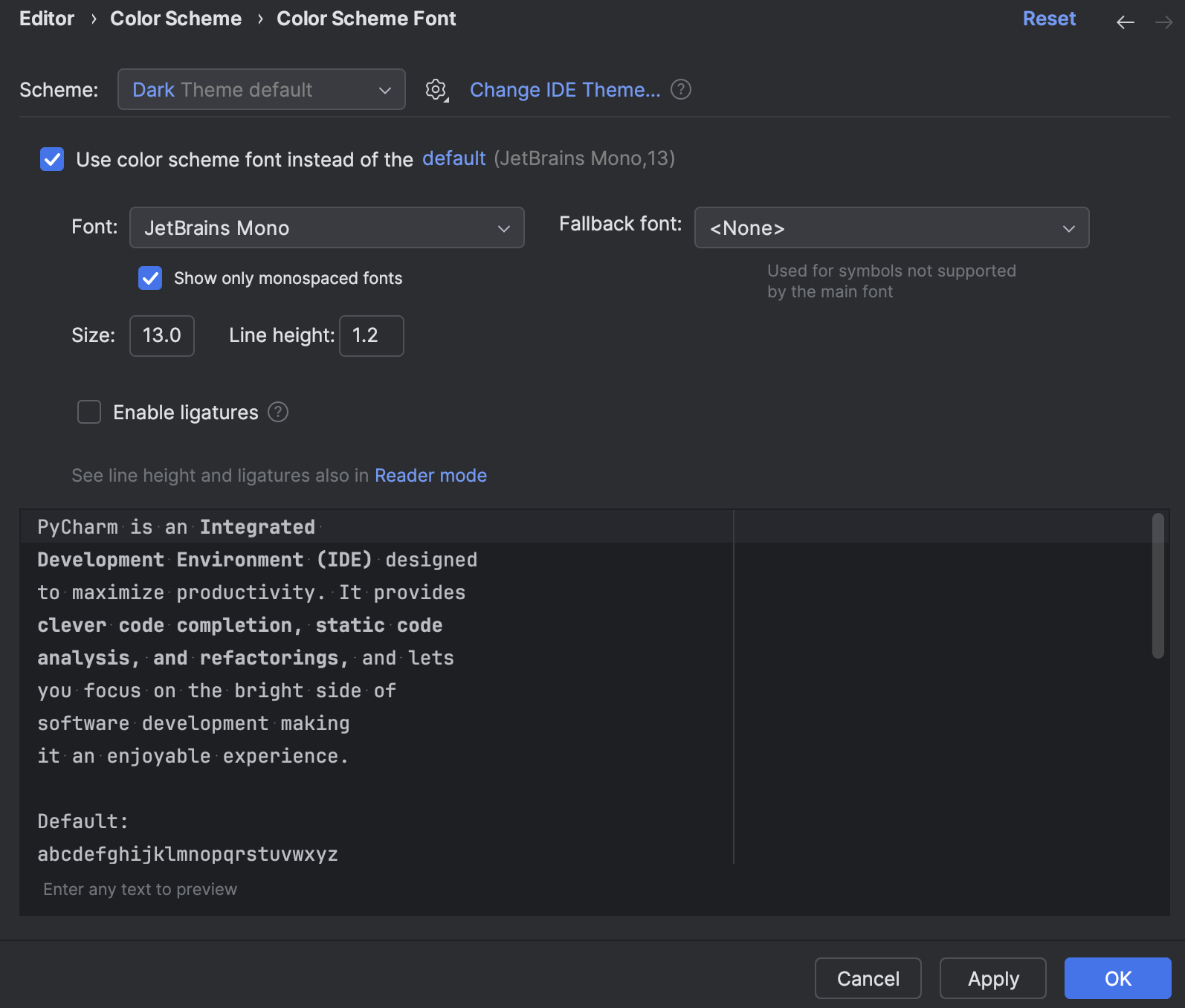 Colors and fonts | PyCharm Documentation