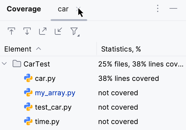 Coverage tool window