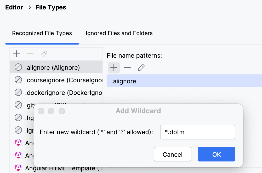 PyCharm: Change association between file type and related filename patterns