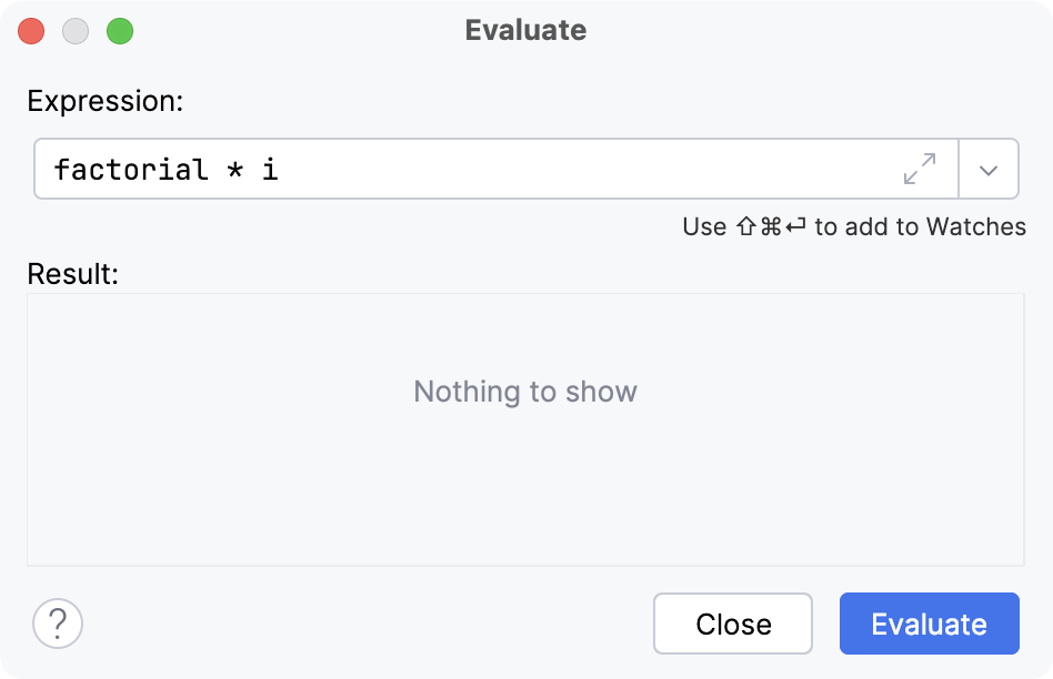 The expression is entered in the Code Fragment field