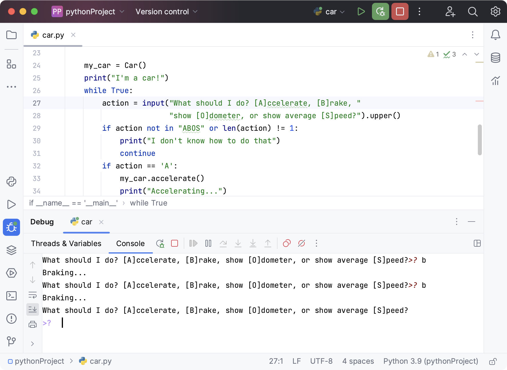 Debugging: passing to the next loop