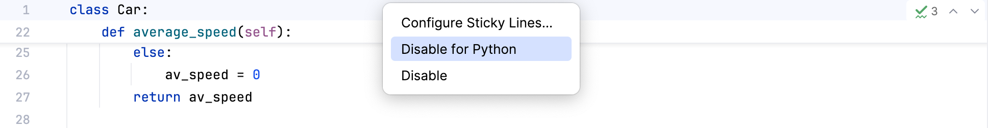 Disable sticky lines