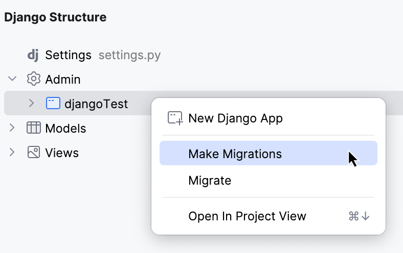 Make migration for an app