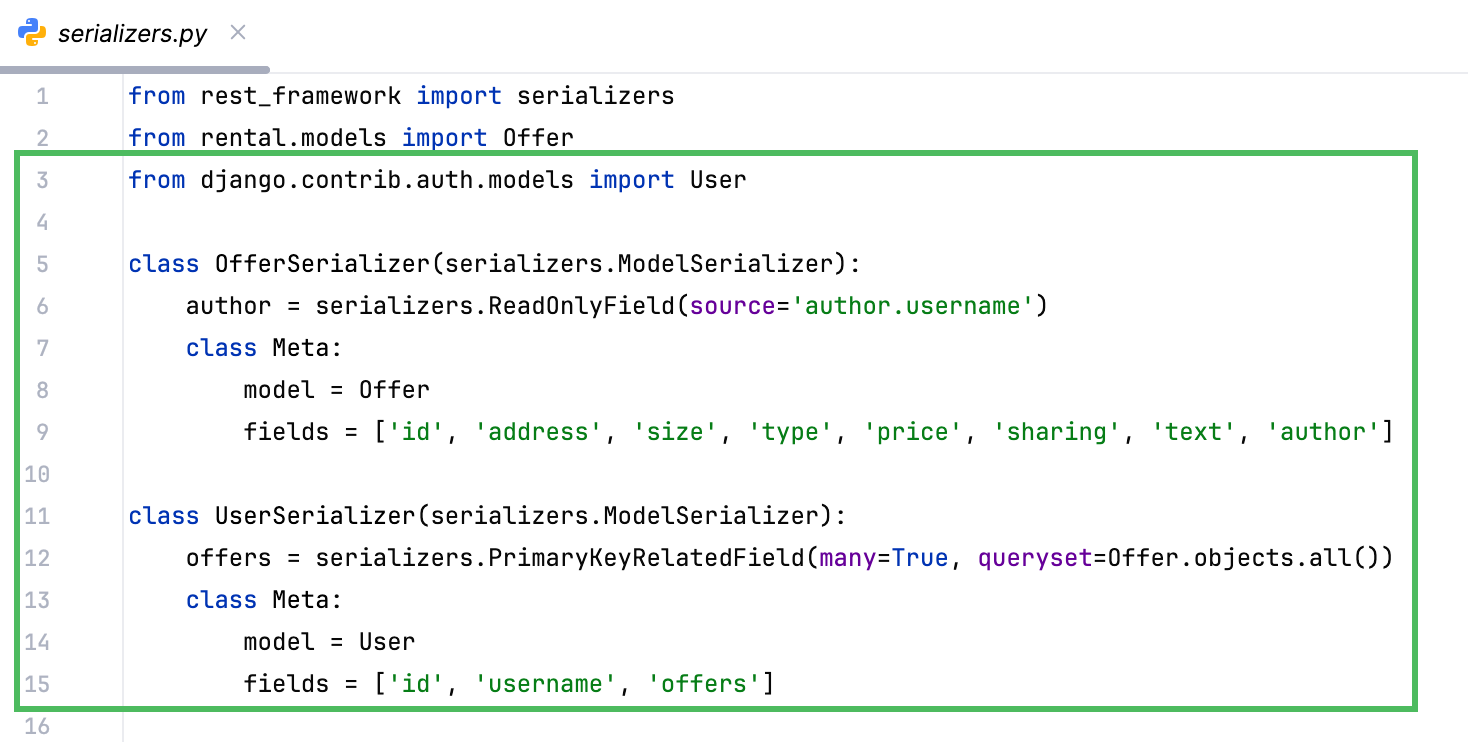 Introducing users 'serializer.py'