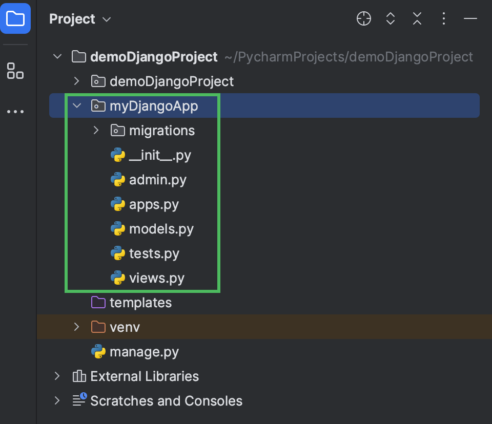 Create a Django application in a project | PyCharm Documentation