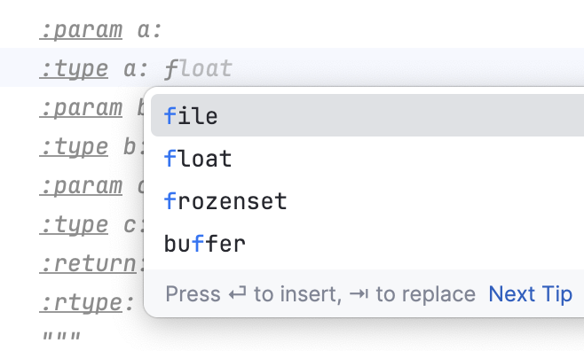 Docstrings completion