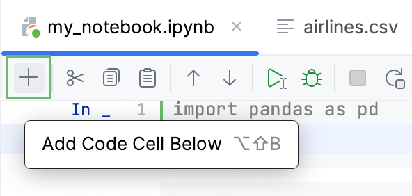 Adding a code cell below