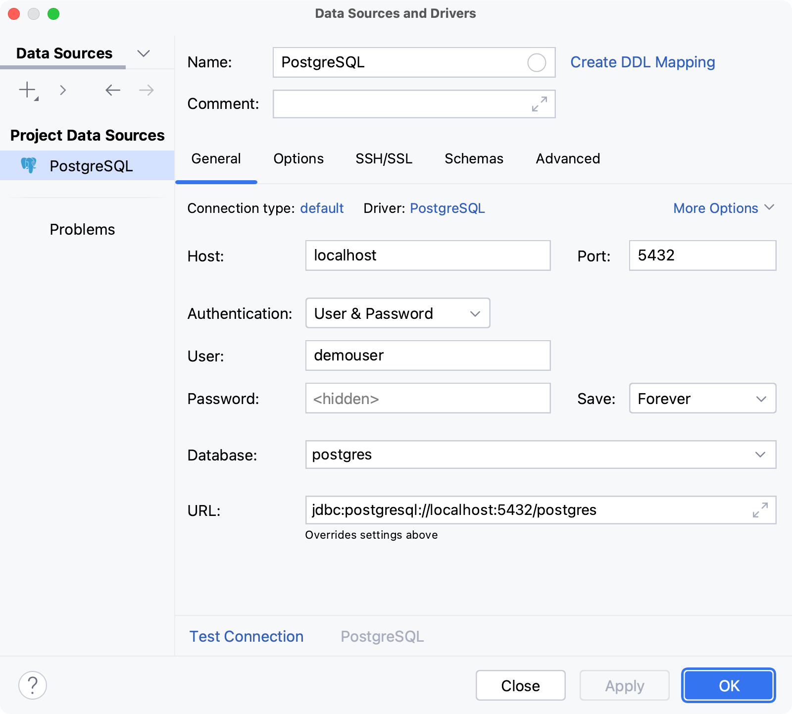 Configure the data source settings