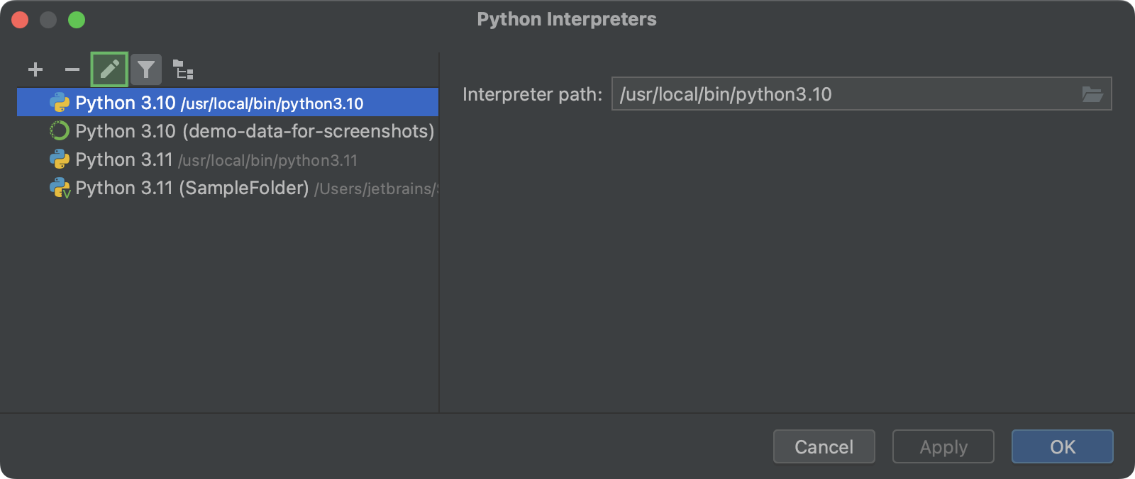 Set up a working environment | DataSpell Documentation