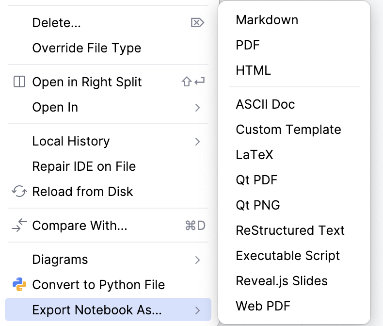 Export a Jupyter notebook file