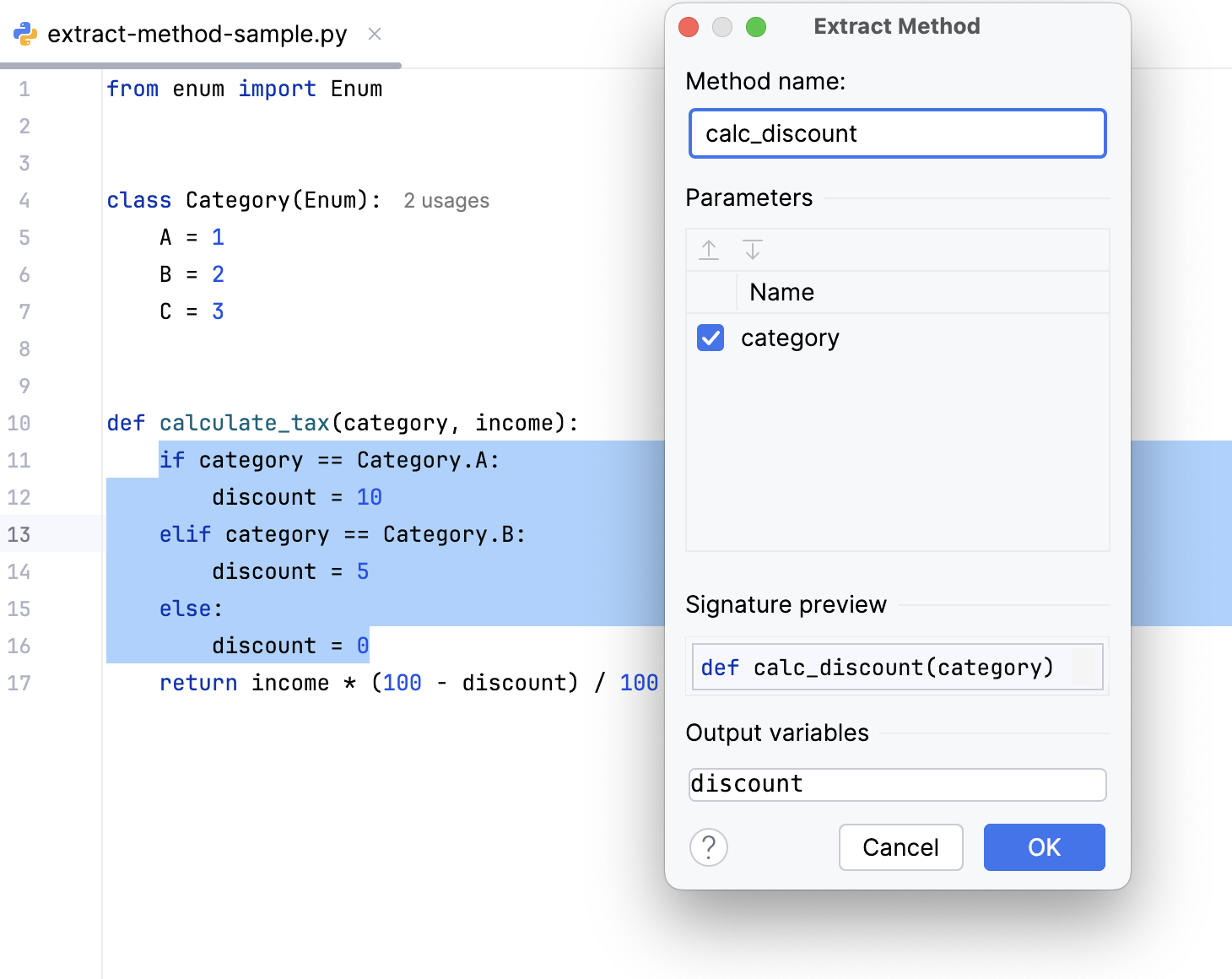 Extracting a method