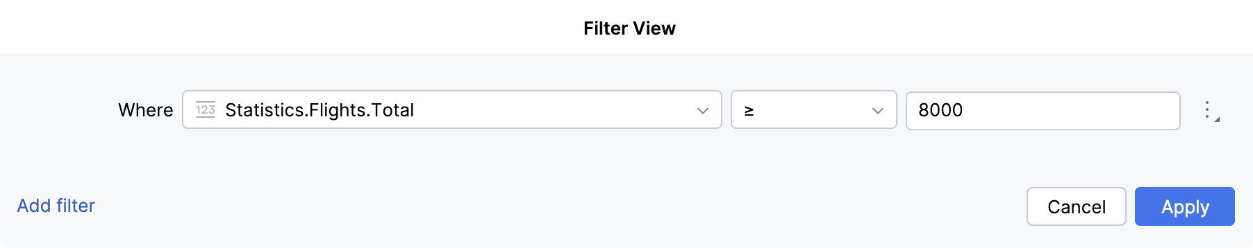 Filter View dialog