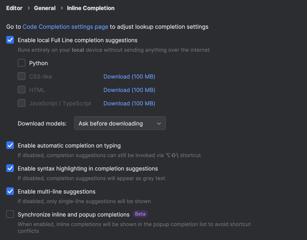 Full Line code completion | PyCharm Documentation
