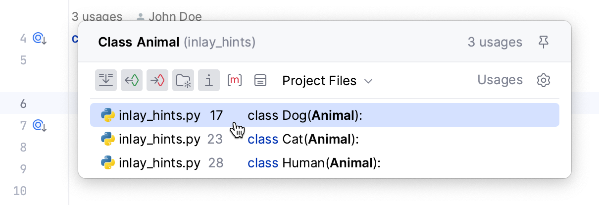 Inlay hints, code vision: jump to usages