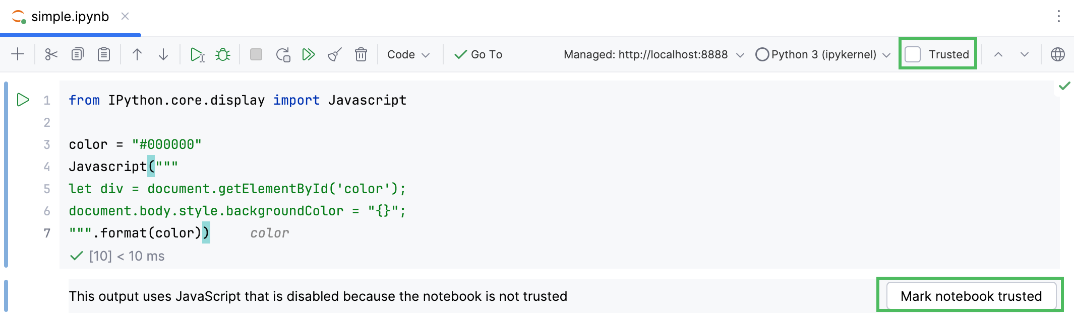 Making the JavScript code trusted