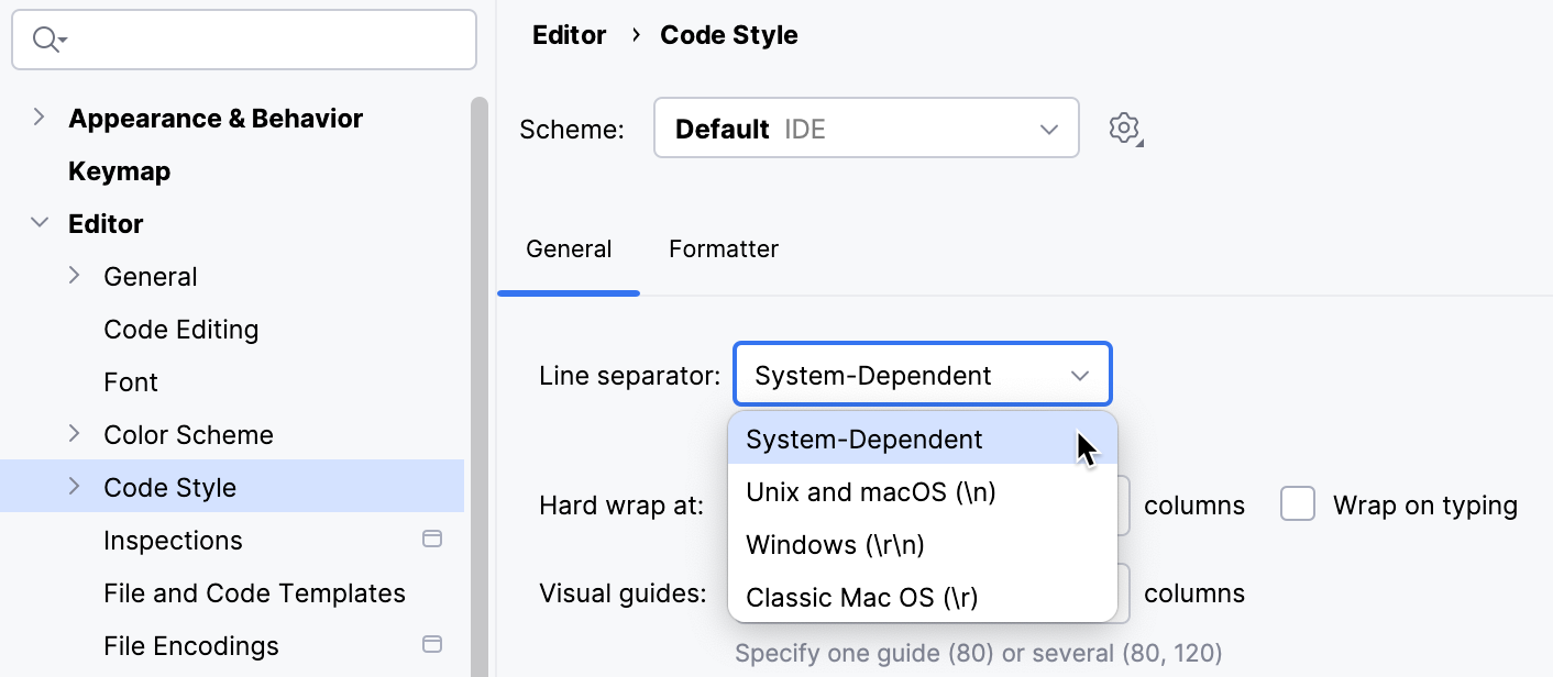 Line Separator for new files