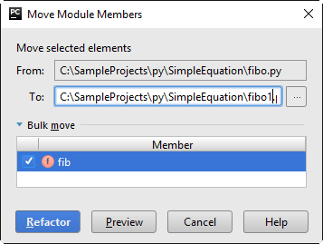 Move module member dialog