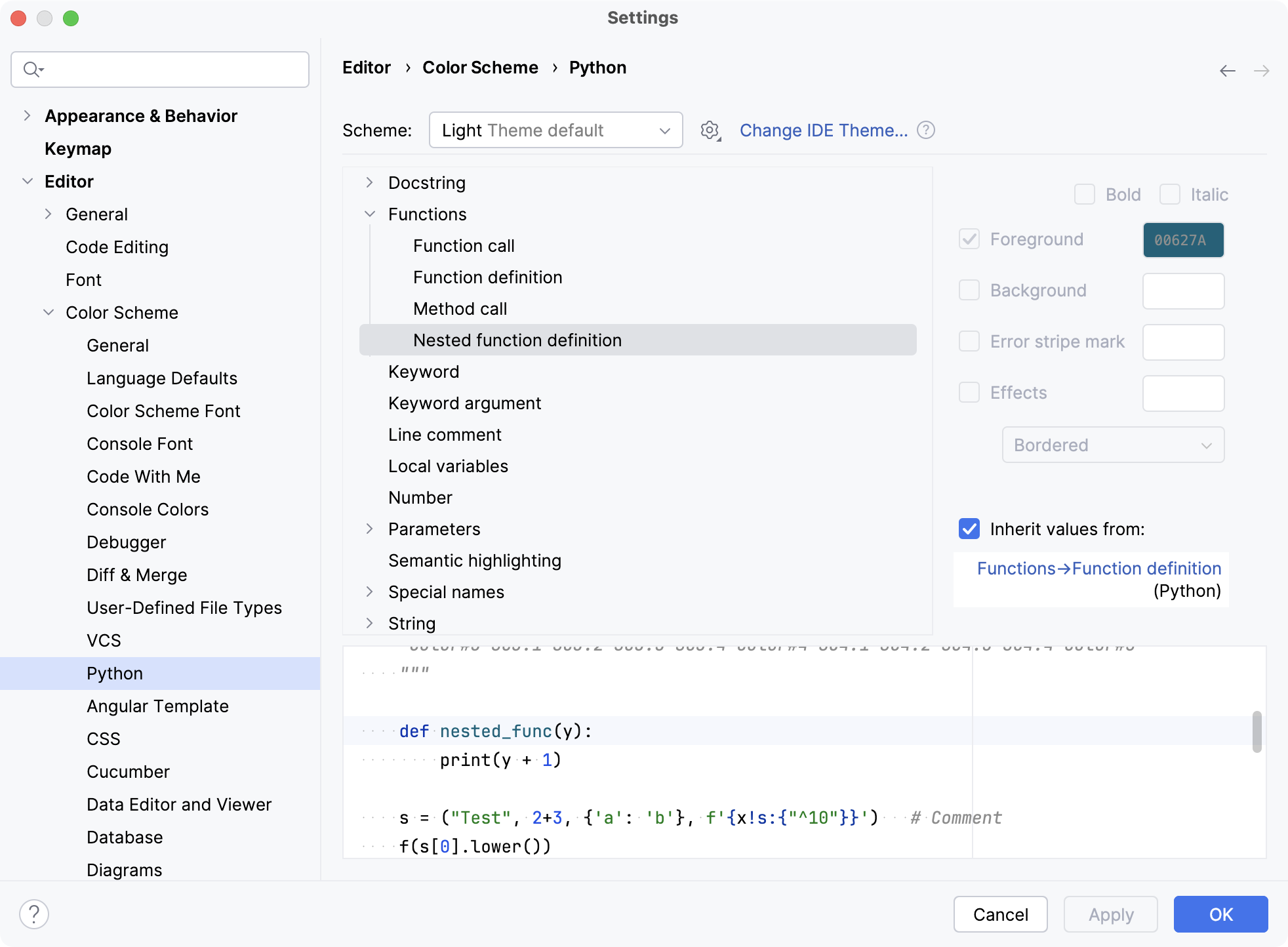 Highlight nested functions