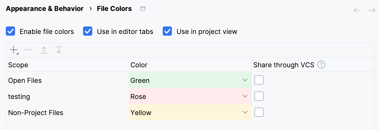 Configure a color for the scope