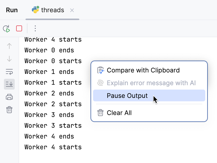 Pause the script output