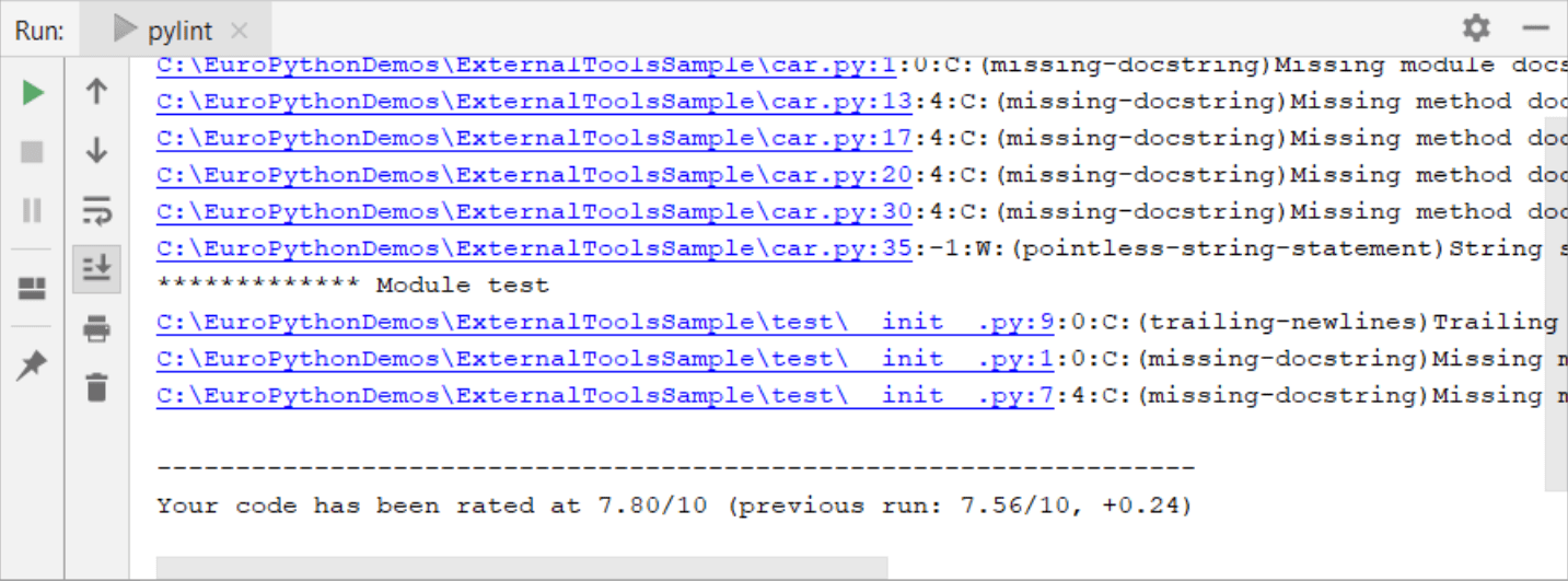 code validation with pylint