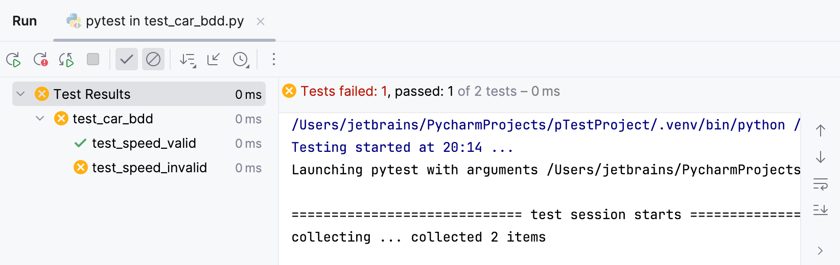 pytest-bdd results