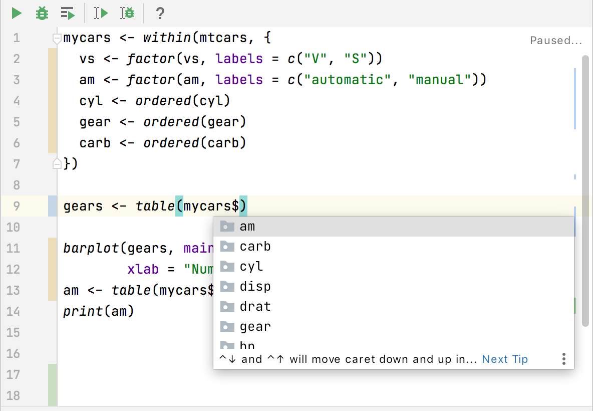 Code completion for dataframes