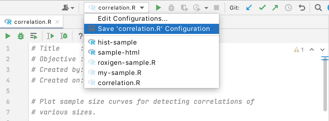 saving a temporary configuration