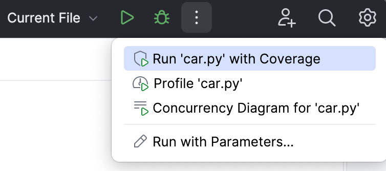 More options for running current file