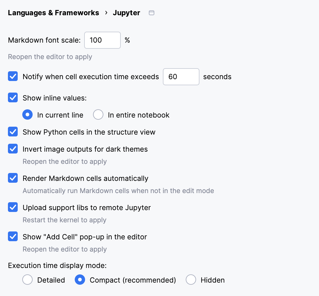 Configure Jupyter settings