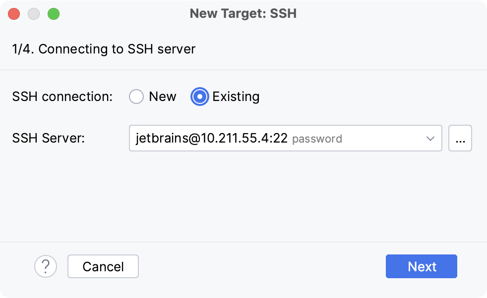 Connecting to SSH server