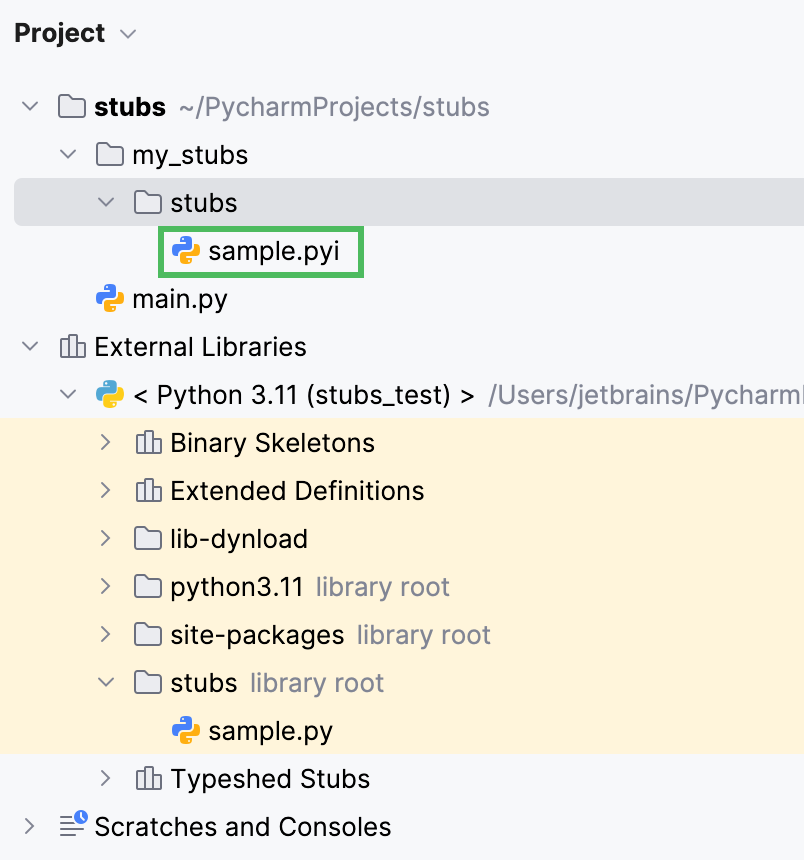 Creating a stub for the external implementation