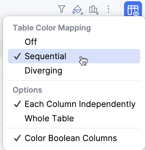 Switching the table interface