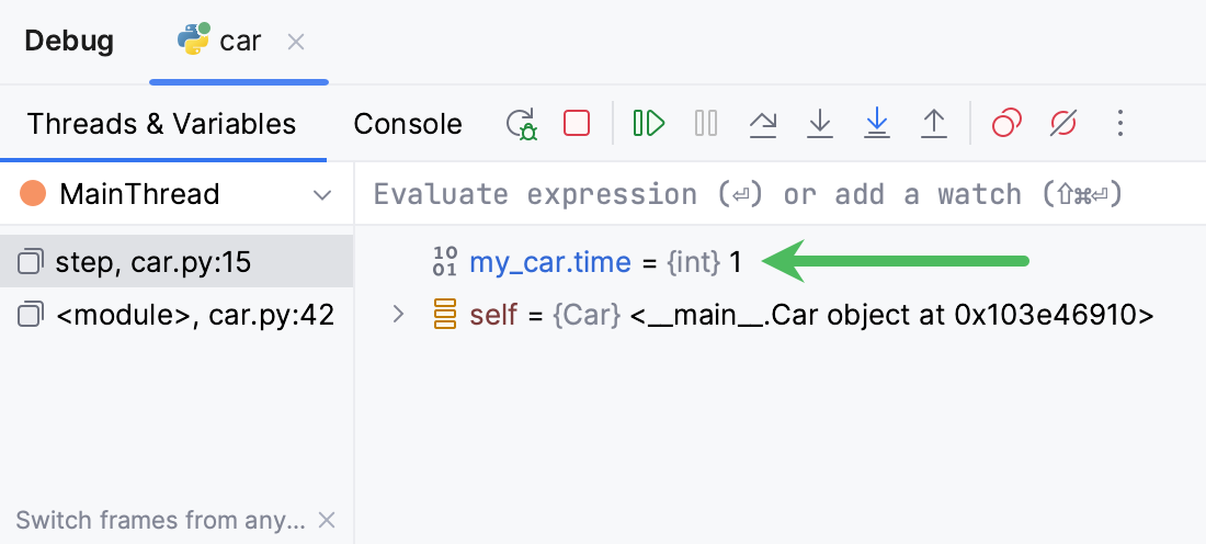 Watching a variable in the debug tool window