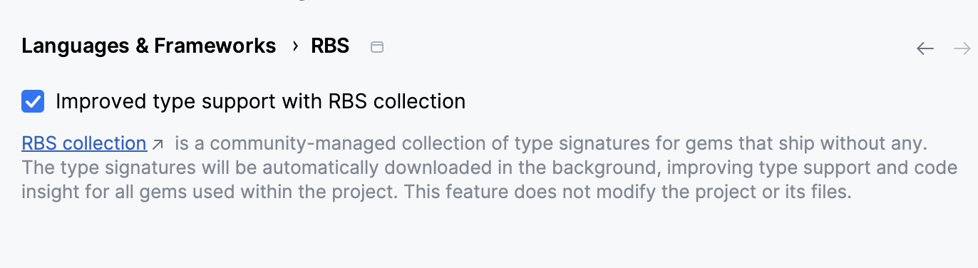 RBS Collection settings