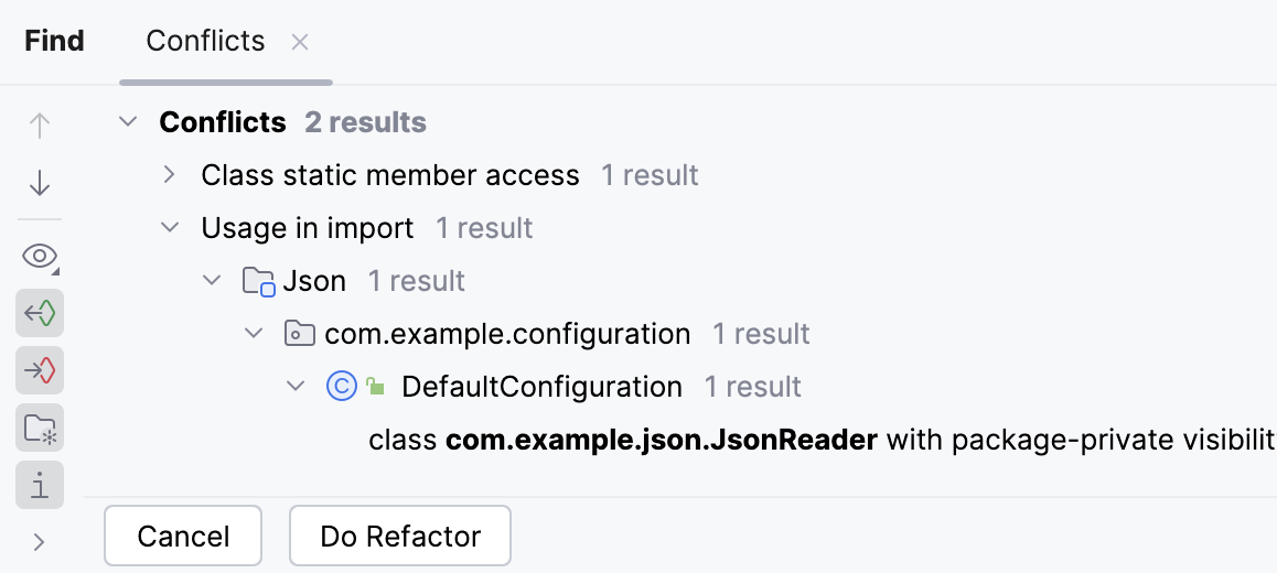 Refactoring conflicts tool window