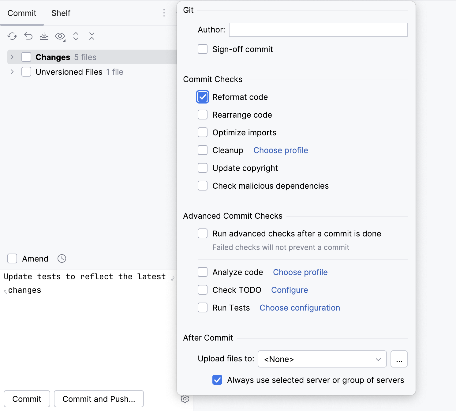 Reformatting code on commit