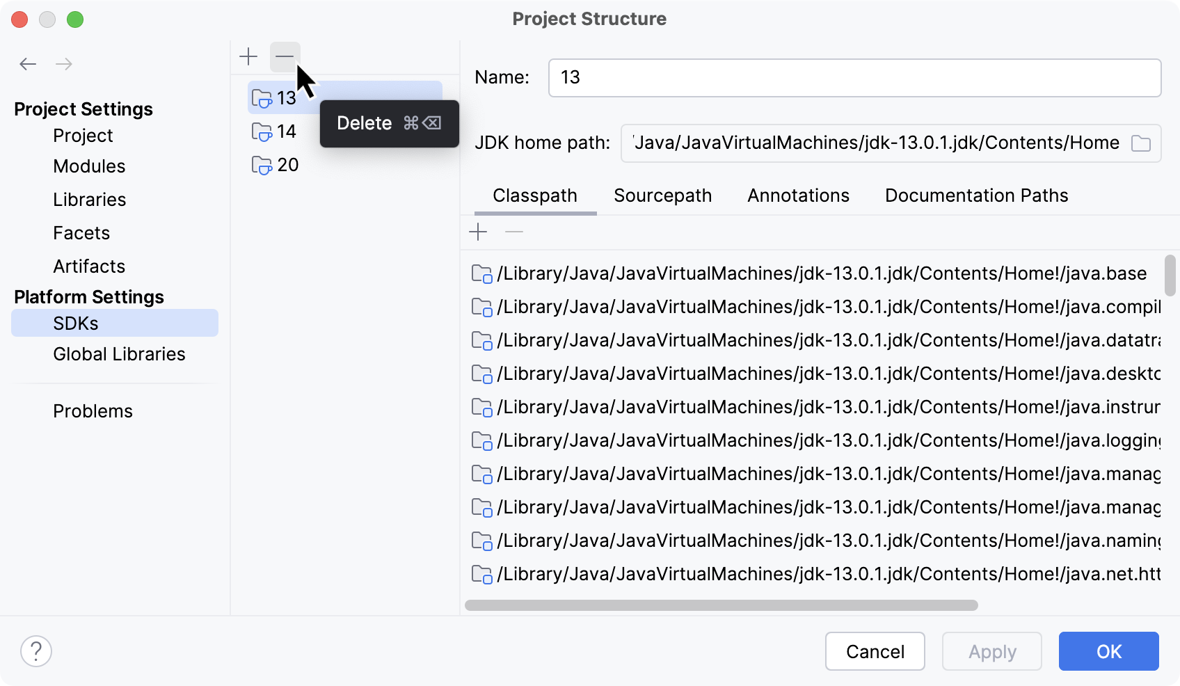 Removing SDK from IDE