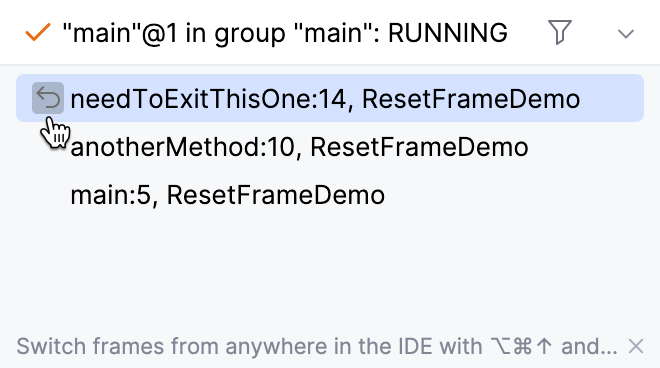 Reset frame button in the Threads tab